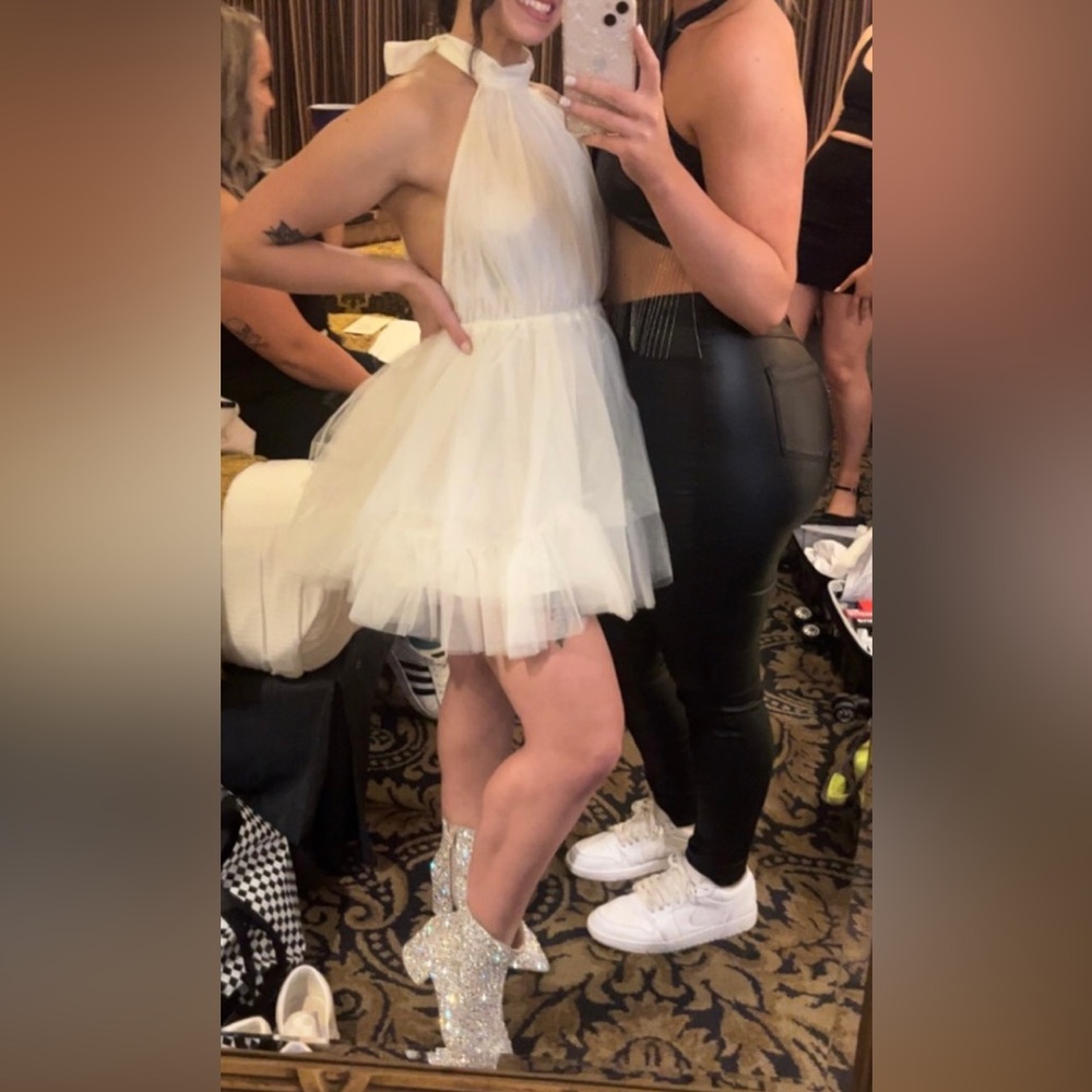 White Tulle Halter Dress